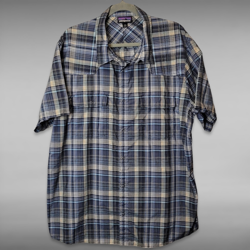 Patagonia Worn Wear Short Sleeve with Snap Buttons Camp Shirt Mens XXL